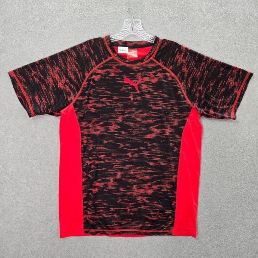 Puma Men Activewear Shirt‎ Large Red Mesh Vent Logo Short Sleeve Tee